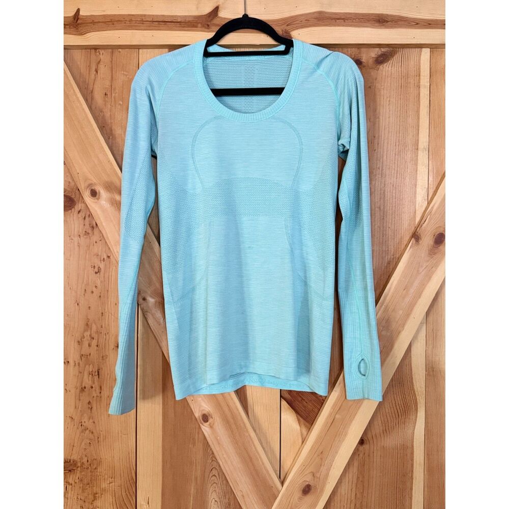 Lululemon Swiftly Tech Long Sleeve Scoop 8 Crew Neck Heathered Angel Blue Active